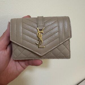 Yves Saint Laurent Beige Quilted Leather Wallet